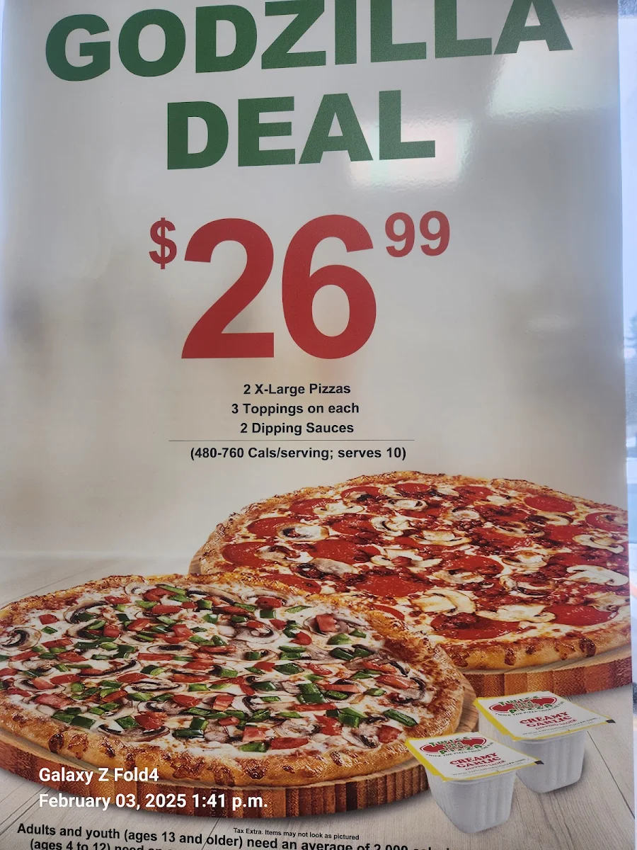 Menu, Twice The Deal Pizza