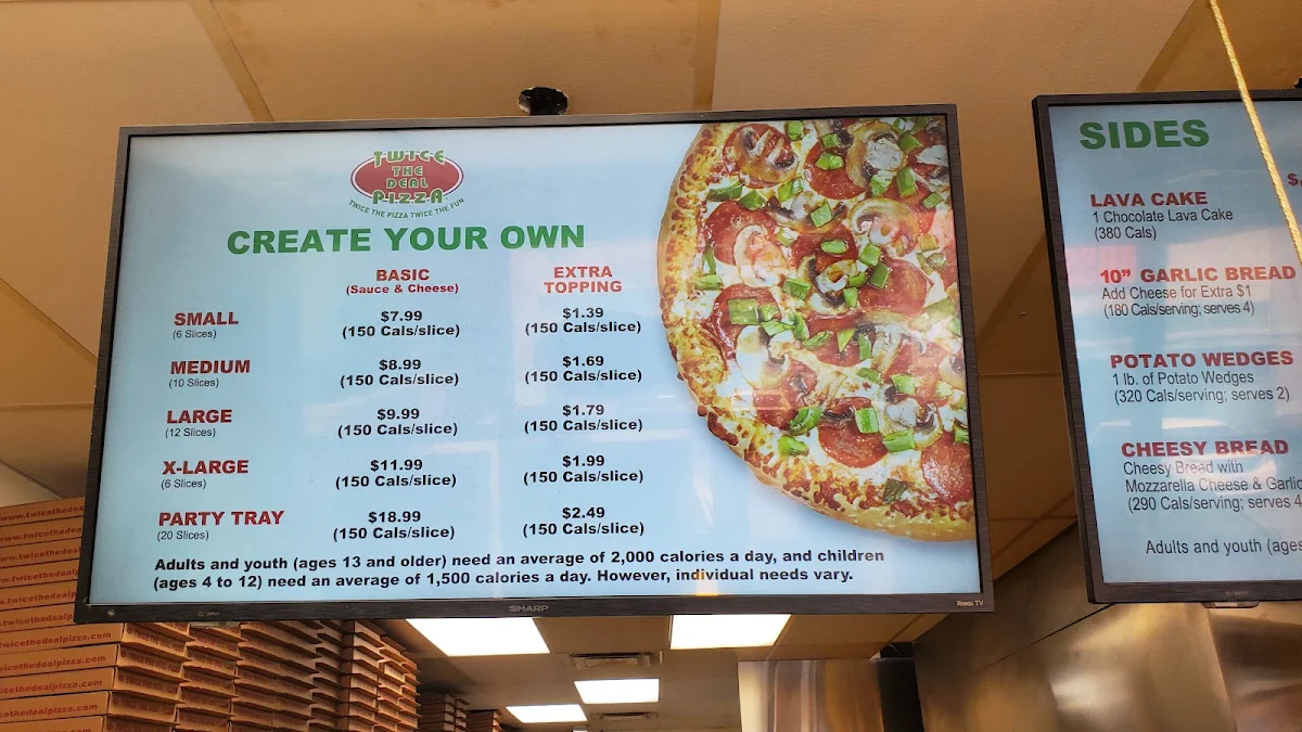 Menu, Twice The Deal Pizza