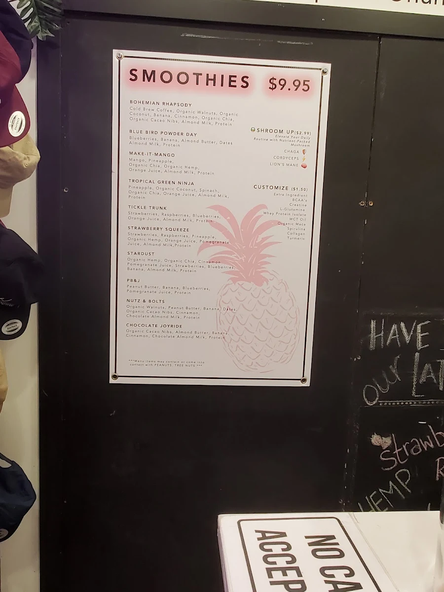 Menu, Hundo-P Smoothies + Ice Cream