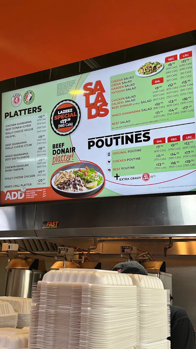 Menu, Lazeez Shawarma