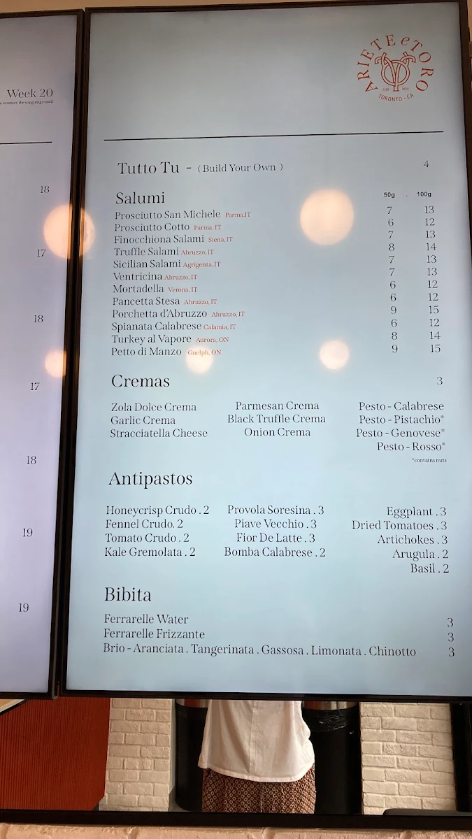 Menu, Ariete E Toro