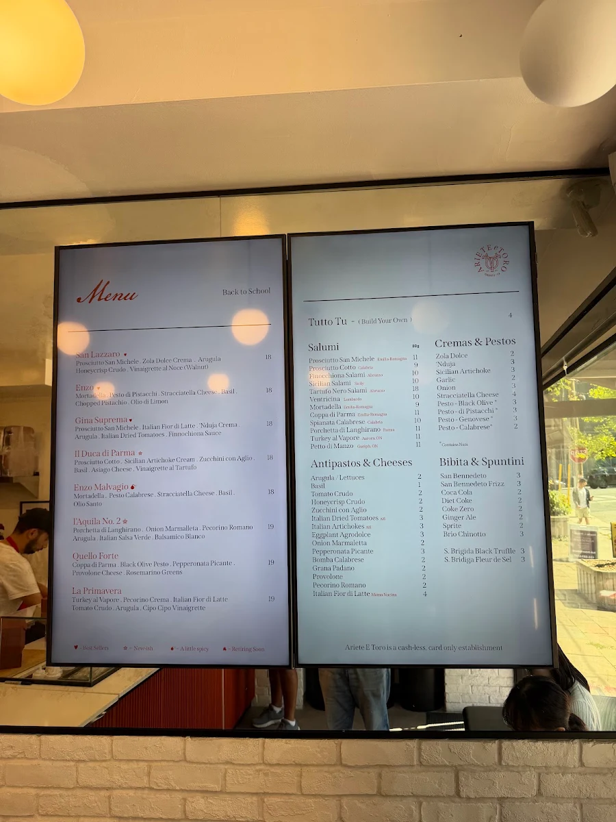 Menu, Ariete E Toro