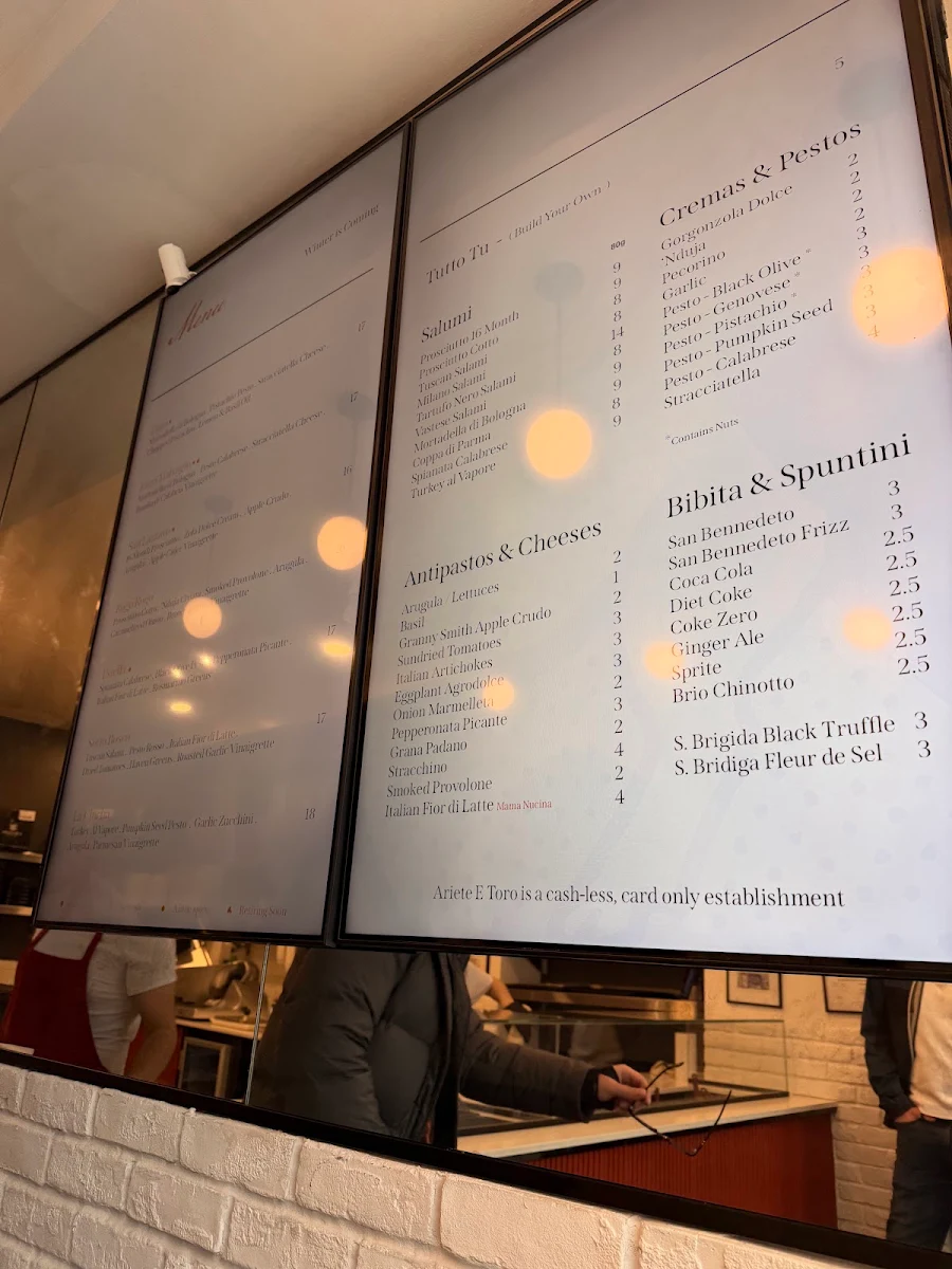 Menu, Ariete E Toro