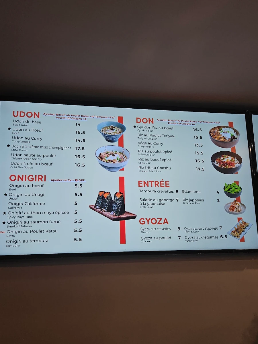 Menu, Café Noya - First Udon Café in Montreal