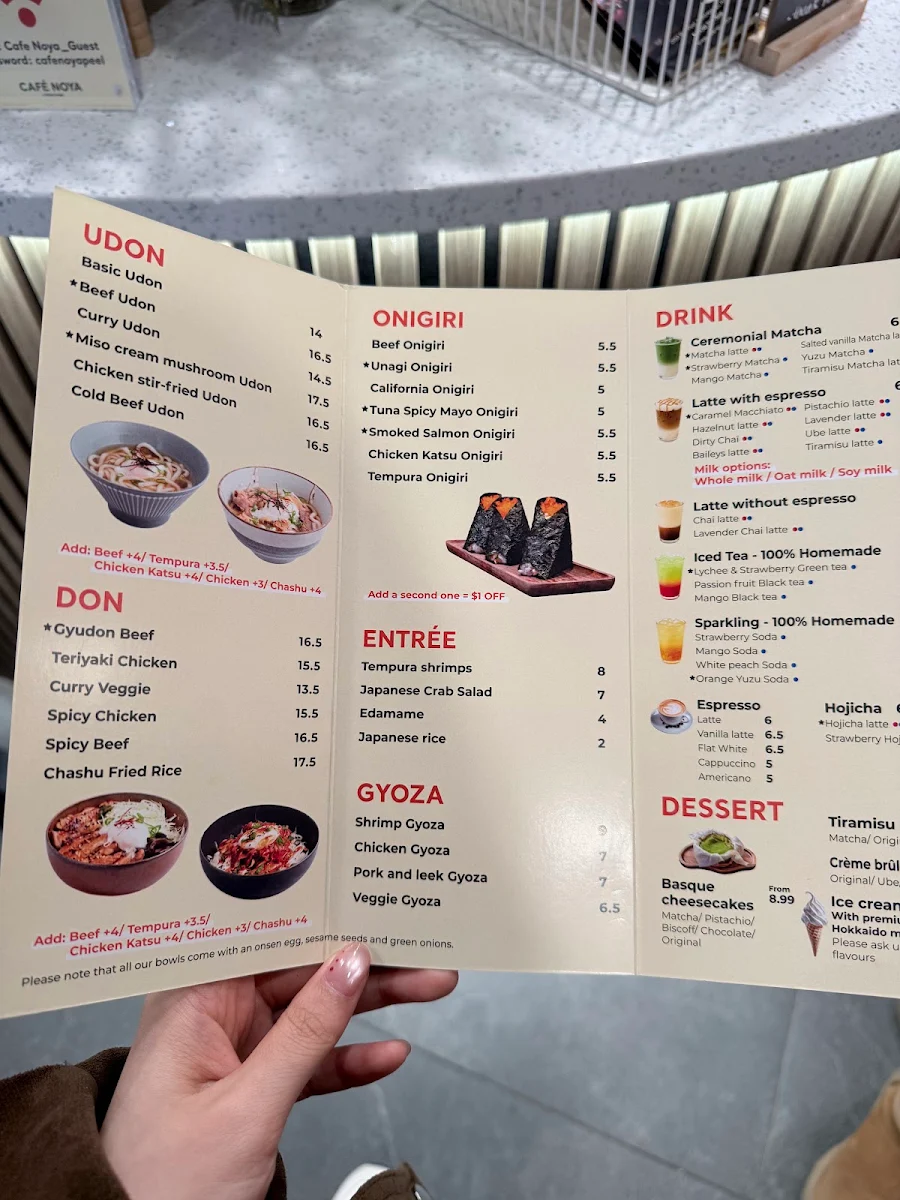 Menu, Café Noya - First Udon Café in Montreal