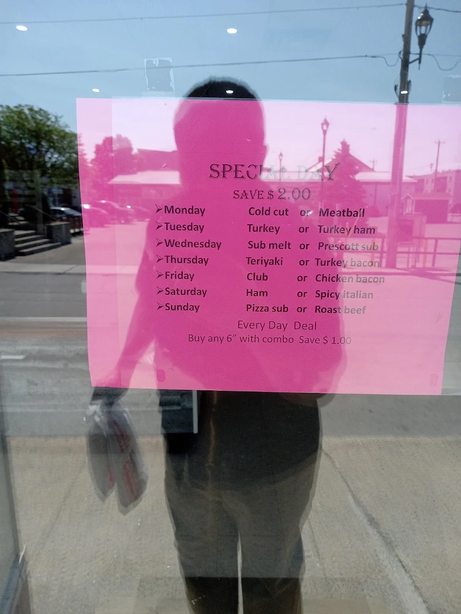 Menu, Prescott Sub Shop