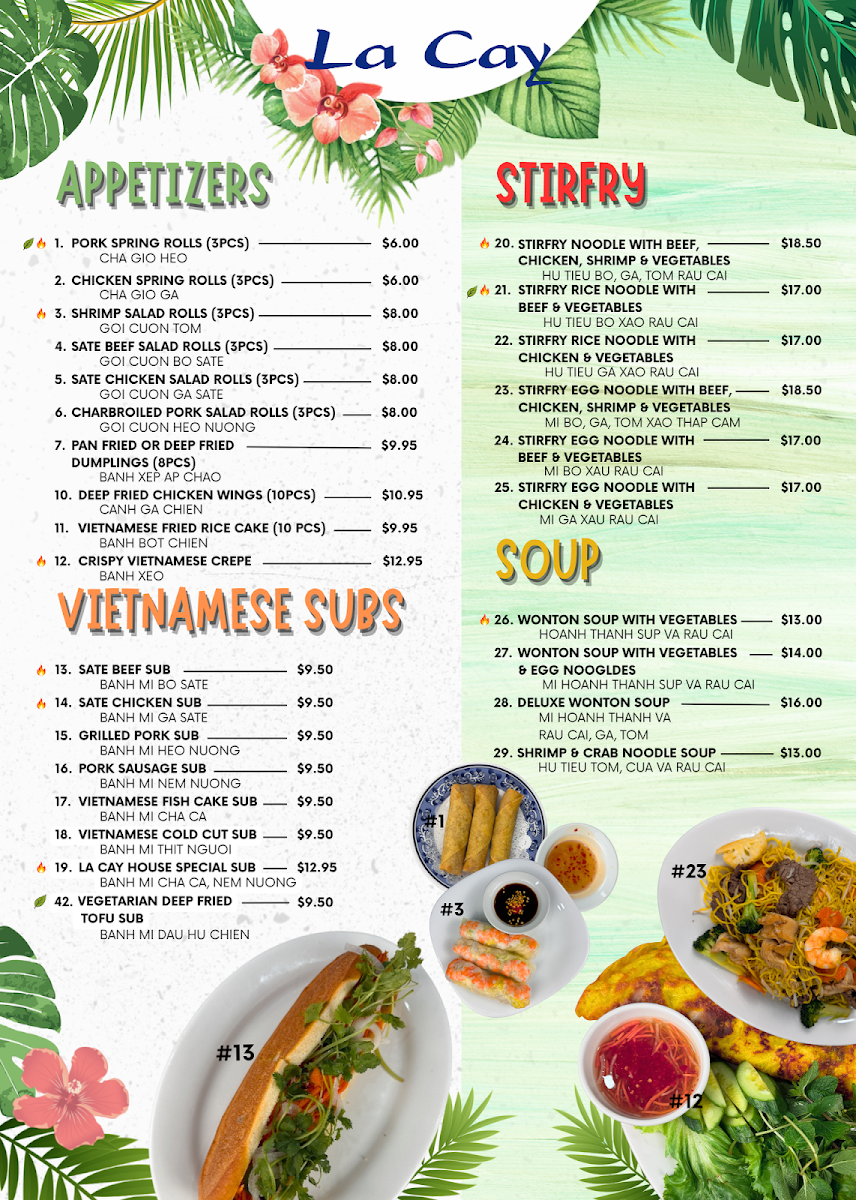 Menu, La Cay