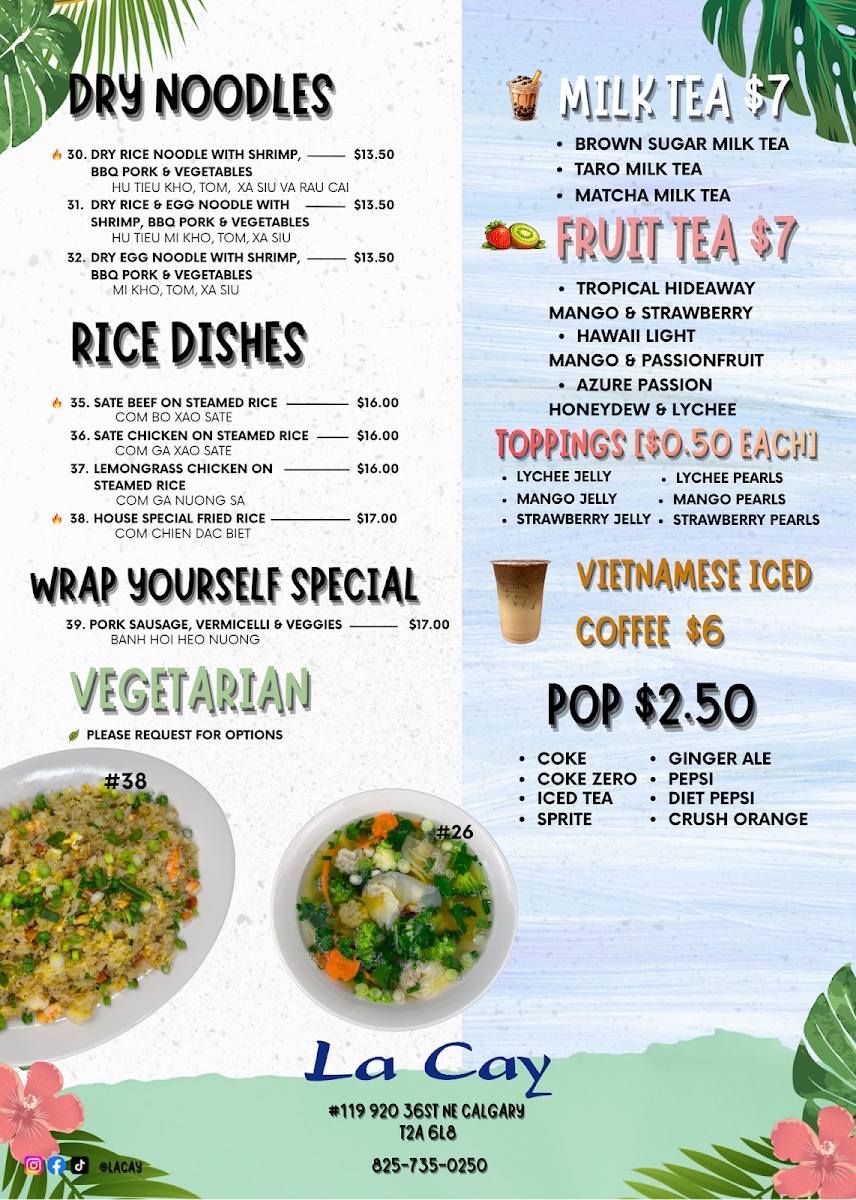 Menu, La Cay
