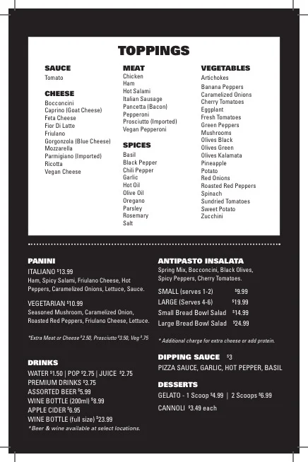 Menu, Oven 360 Tecumseh