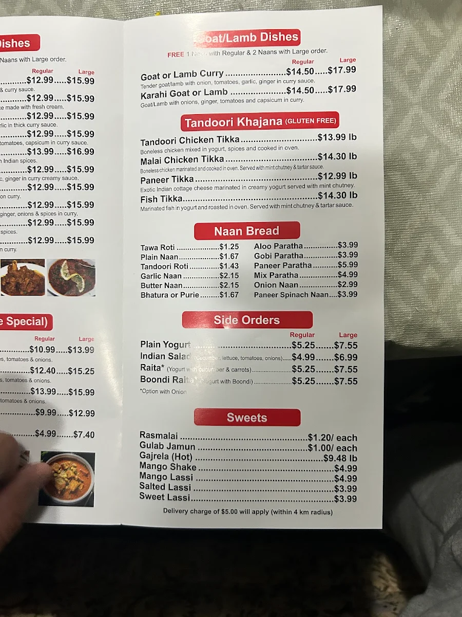 Menu, Great Pizza and Indian Cuisine