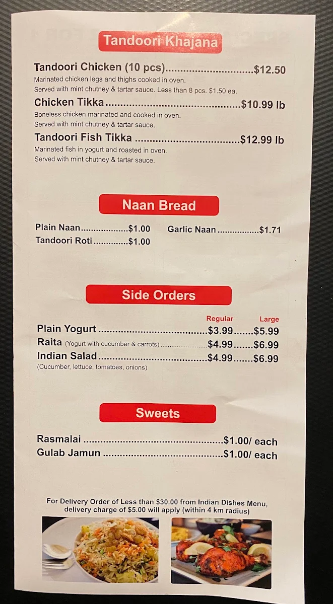 Menu, Great Pizza and Indian Cuisine