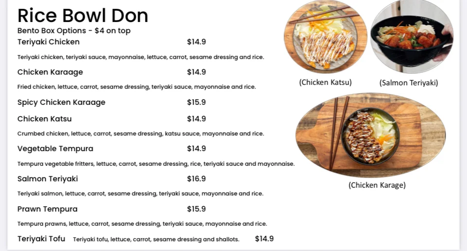 Menu, Sushi Kasumi