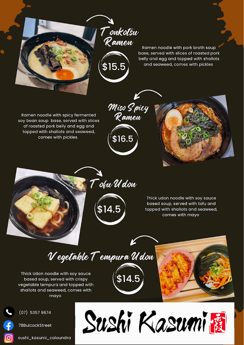 Menu, Sushi Kasumi