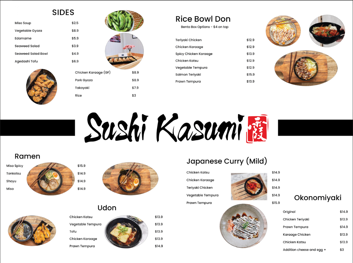 Menu, Sushi Kasumi