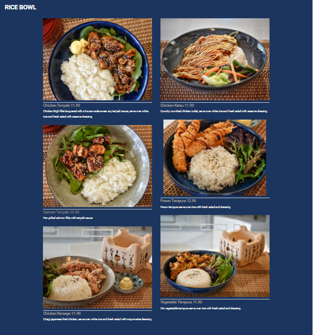 Menu, Sushi Kasumi