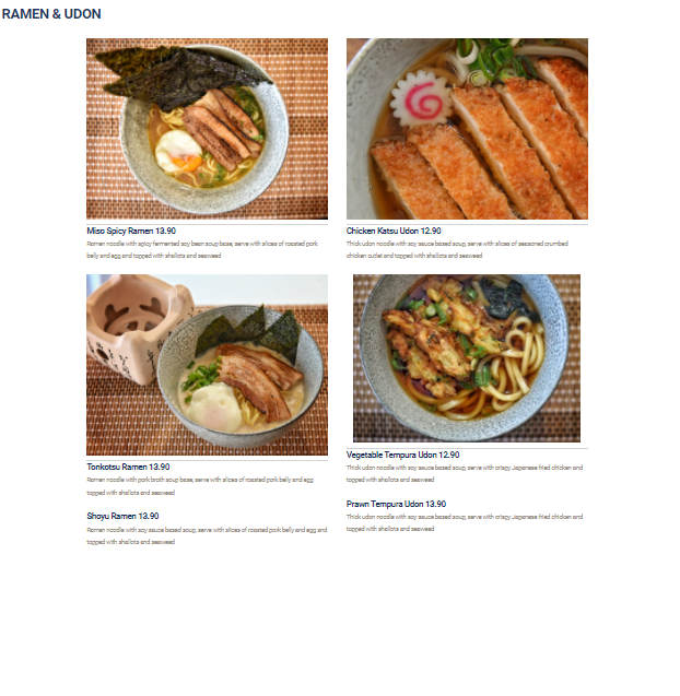 Menu, Sushi Kasumi