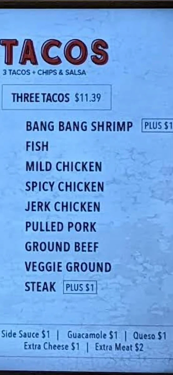 Menu, barBURRITO