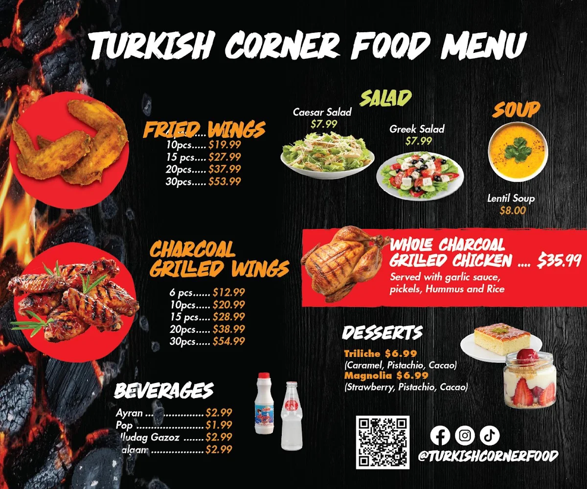 Menu, Turkish Corner Food