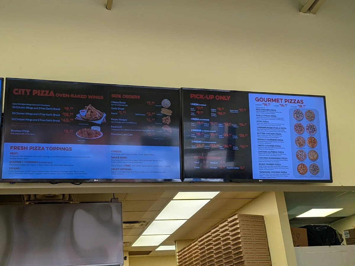 Menu, City Pizza