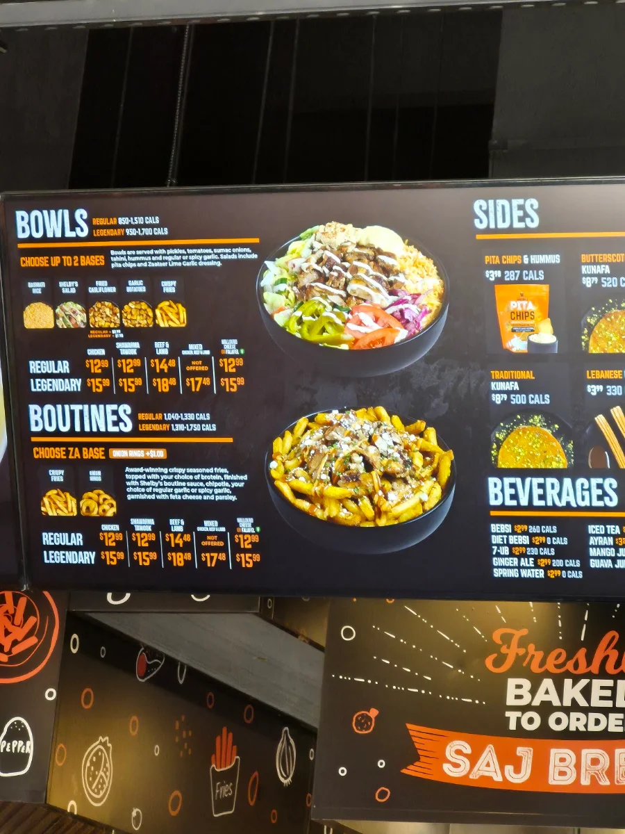 Menu, Shelby’s Legendary Shawarma