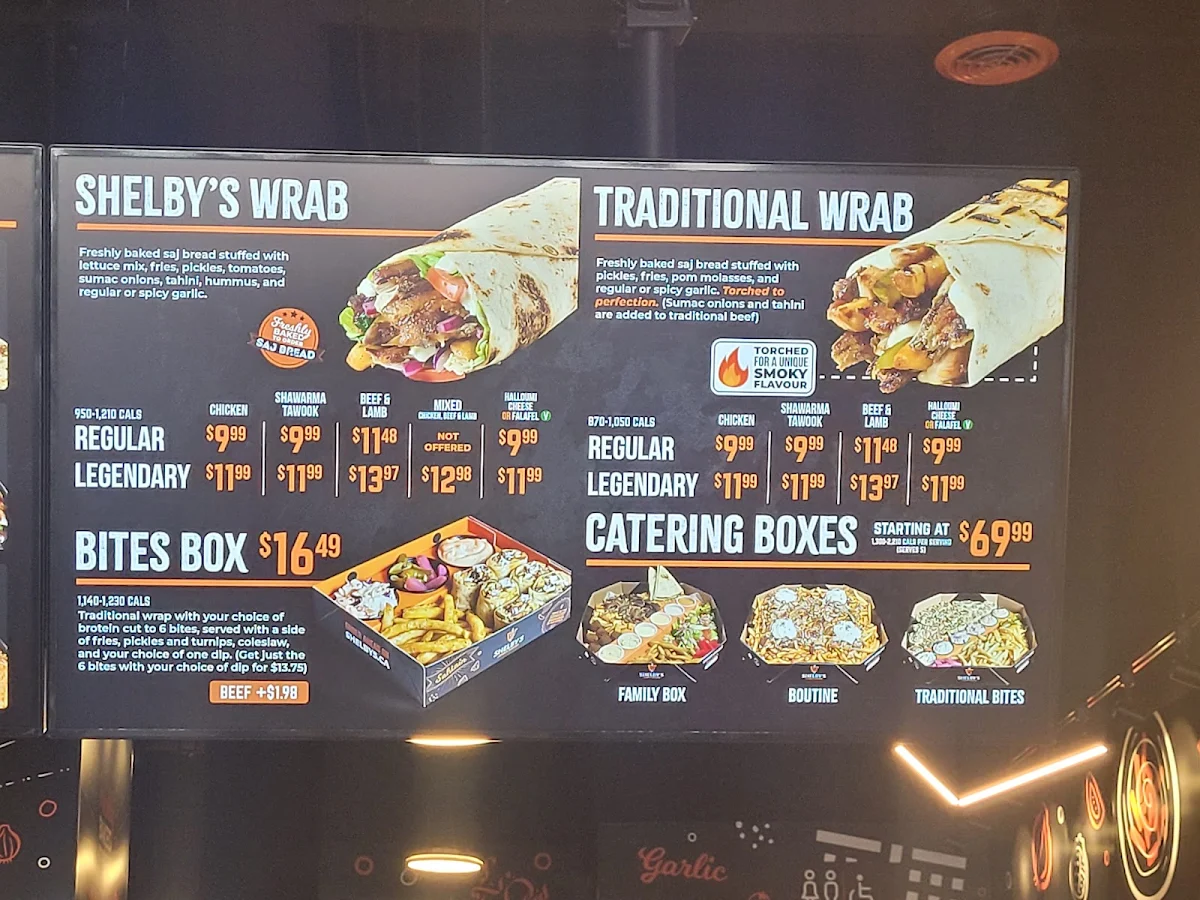 Menu, Shelby’s Legendary Shawarma