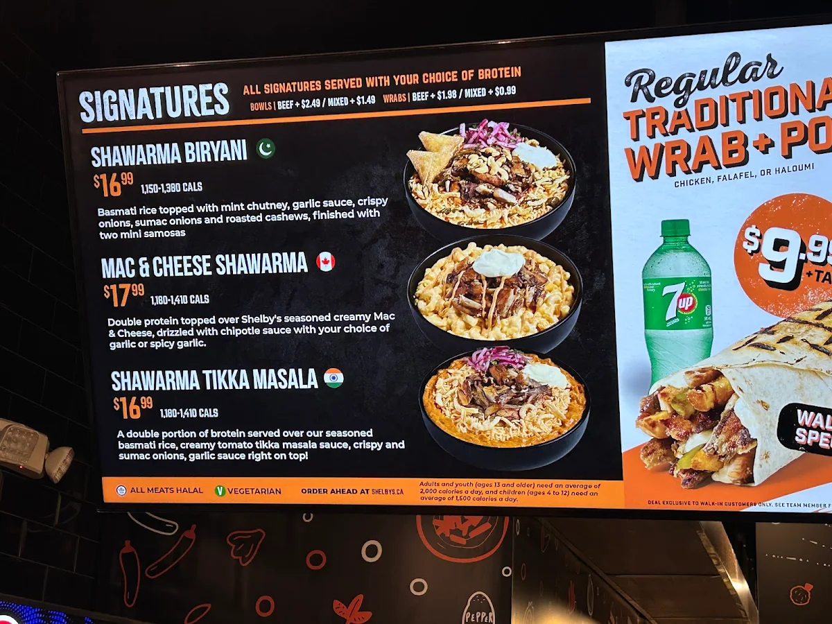 Menu, Shelby’s Legendary Shawarma