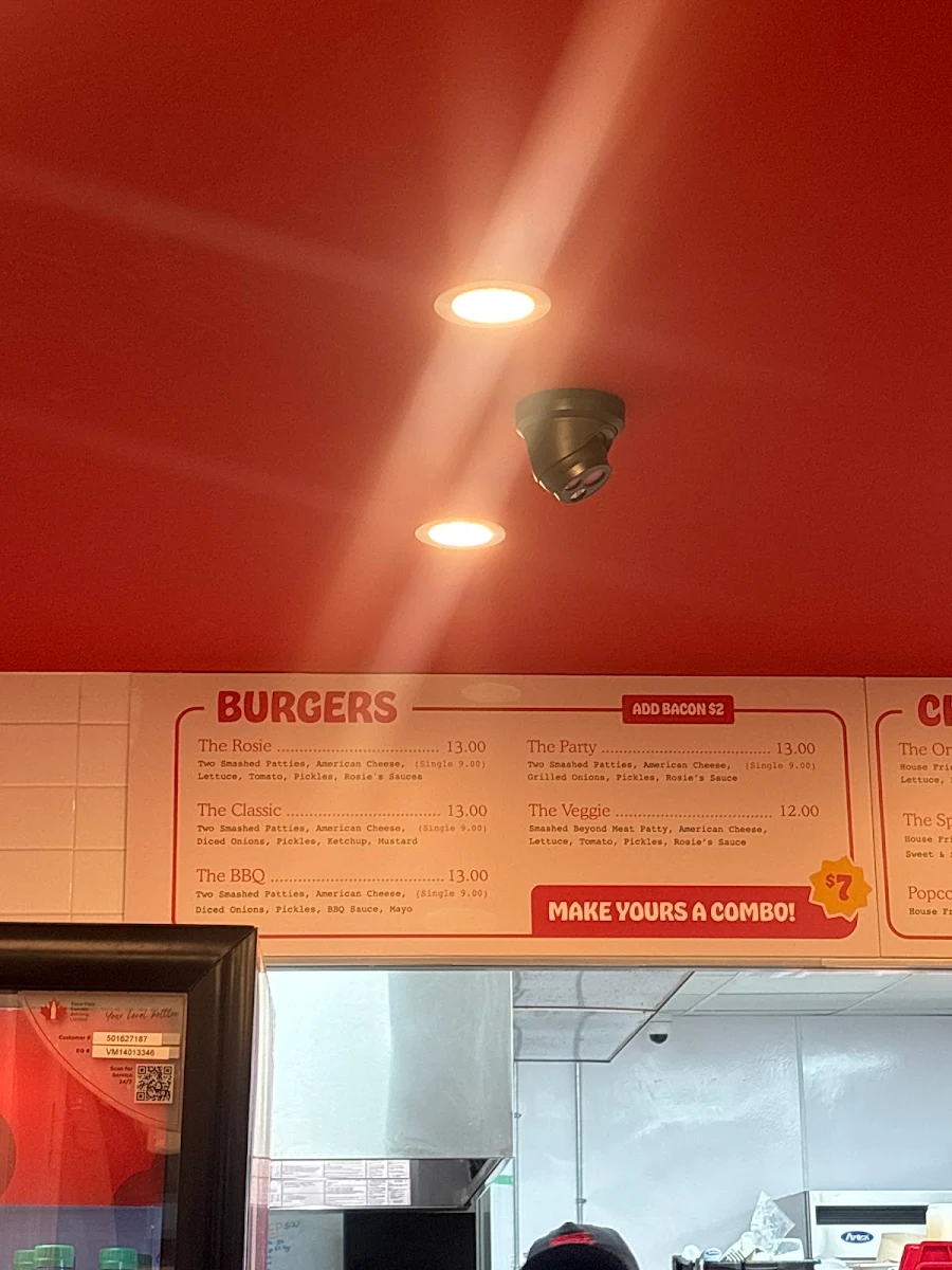 Menu, Rosie’s Burgers - 8th Street