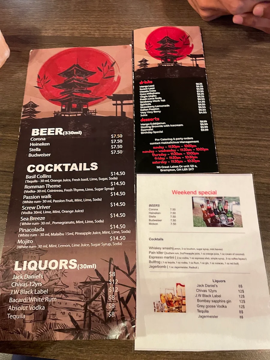 Menu, Hakkalicious