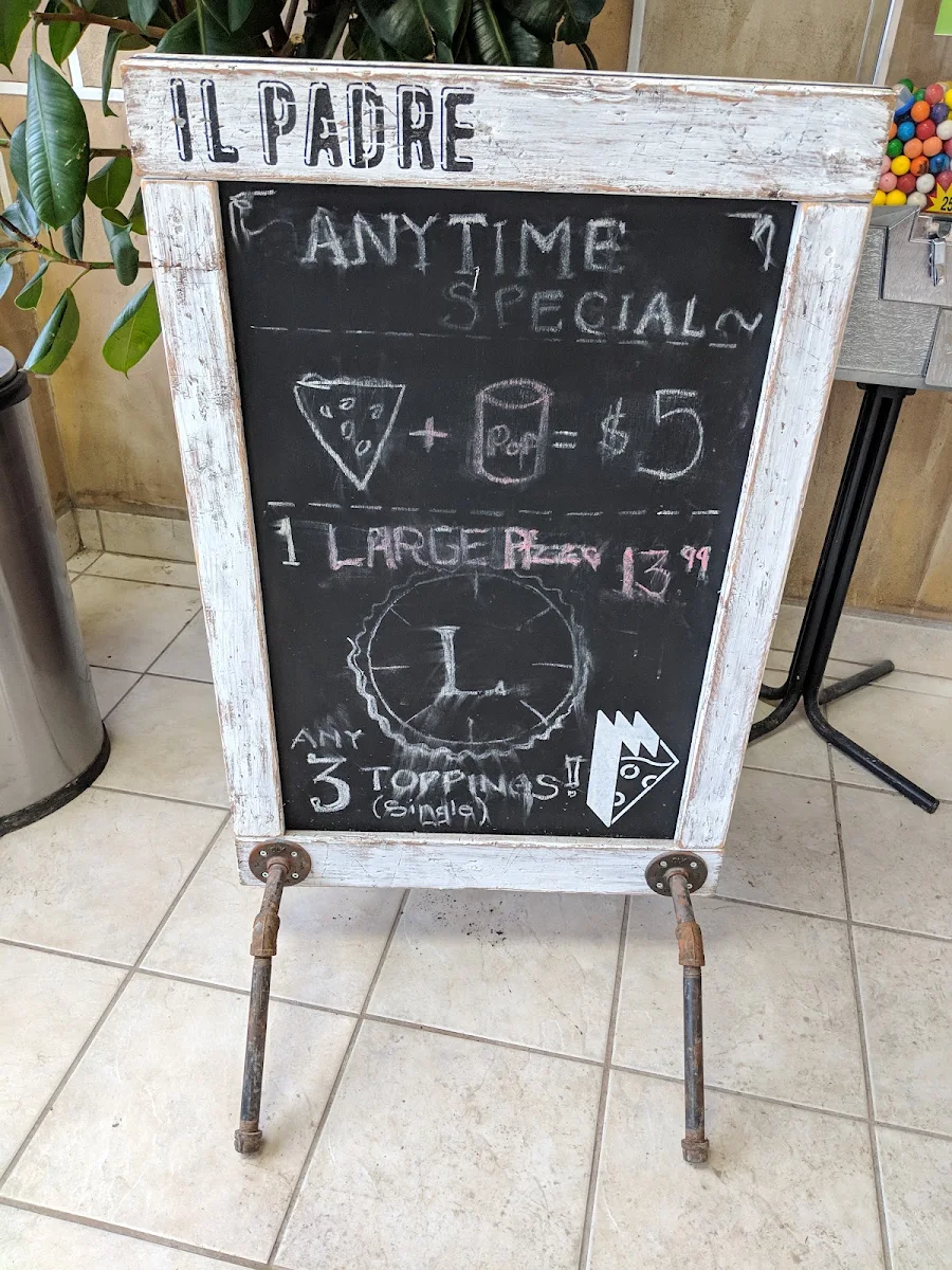 Menu, IL Padre's Gourmet Pizza