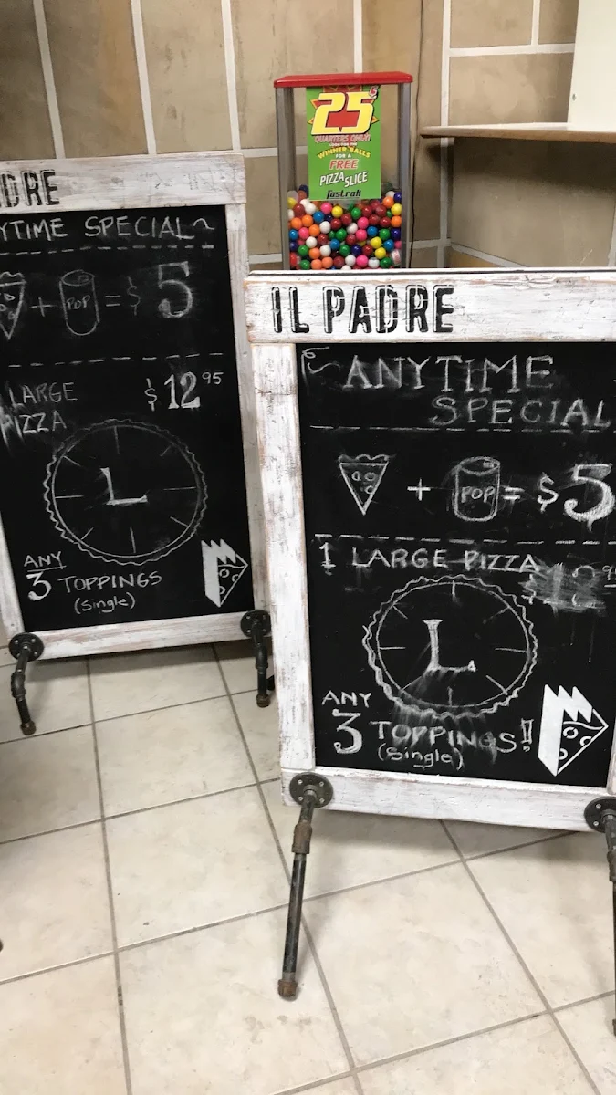 Menu, IL Padre's Gourmet Pizza