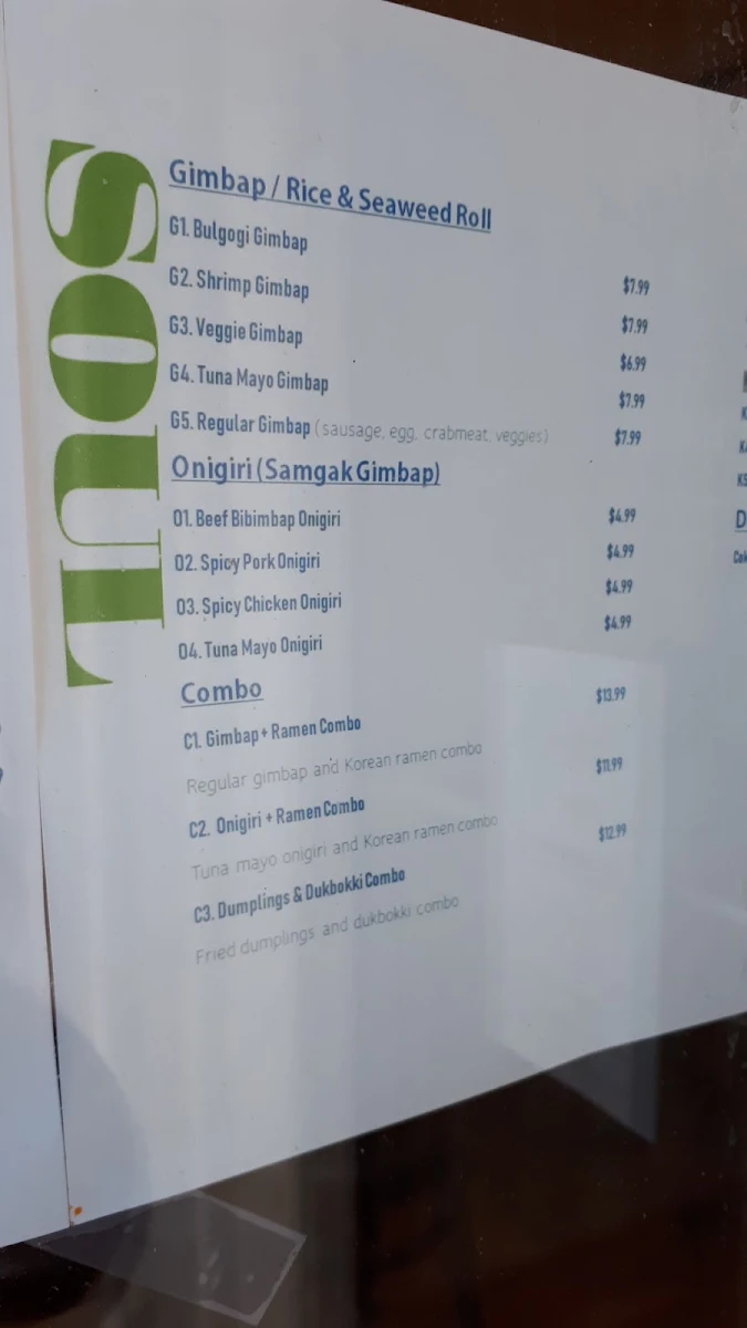 Menu, Seoul 2 Soul