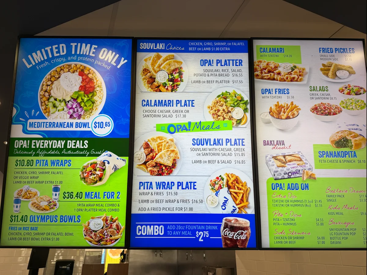 Menu, OPA! of Greece Colwood Corners