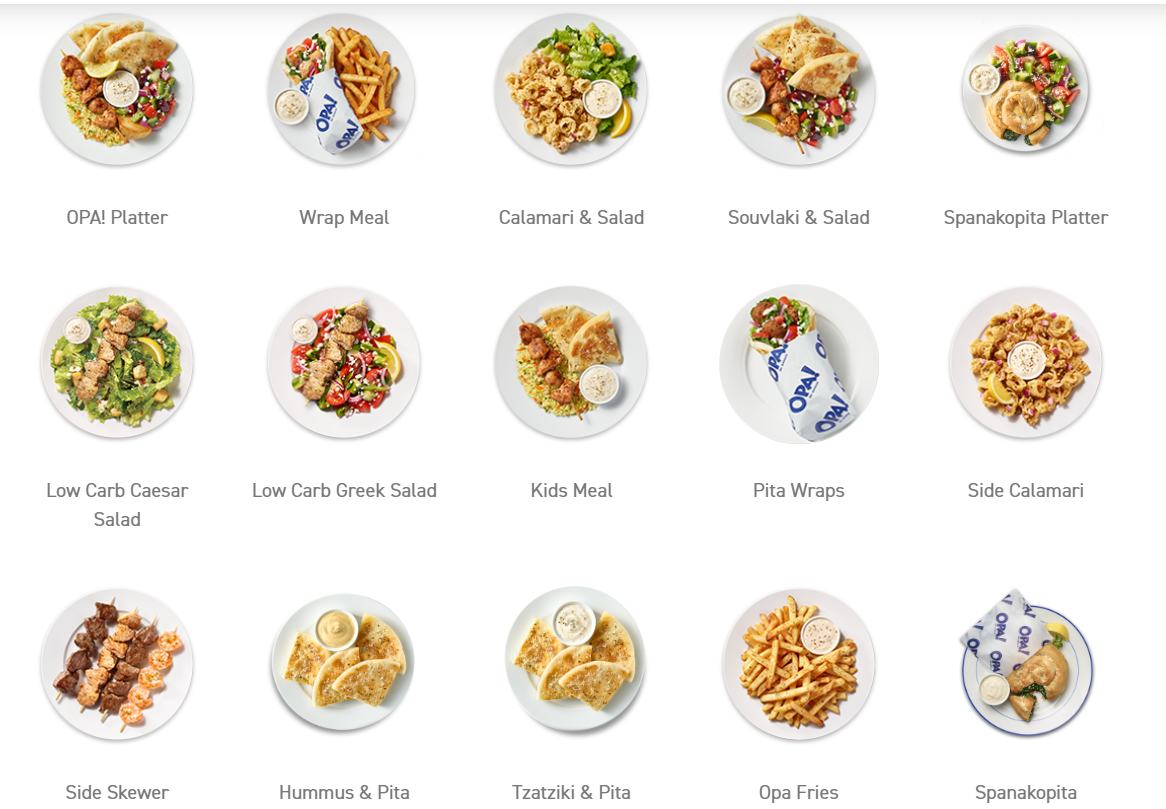 Menu, OPA! of Greece Colwood Corners