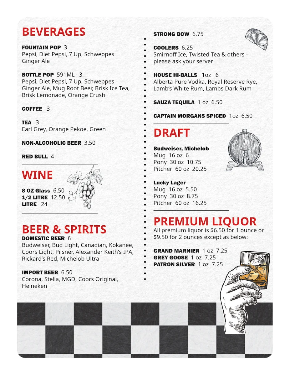 Menu, Shirley's Diner