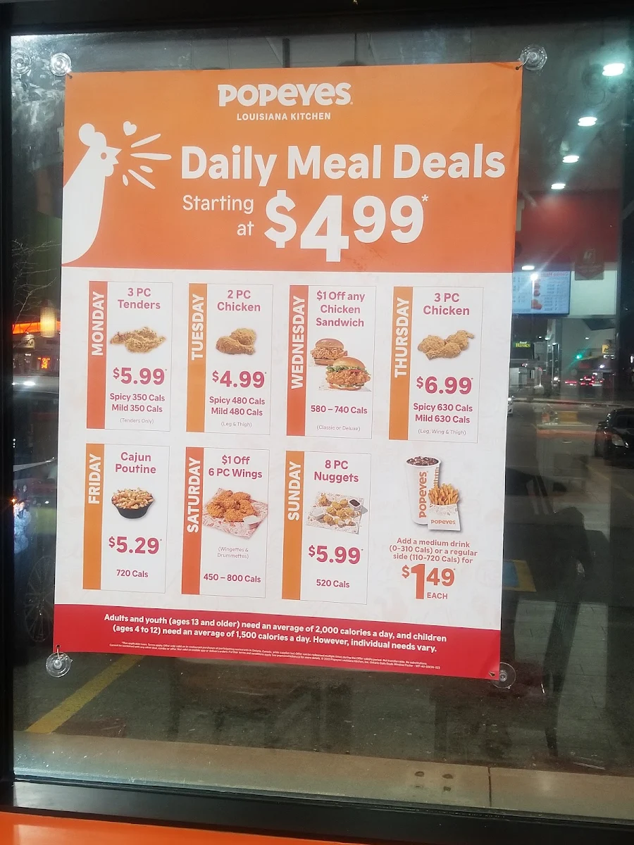 Menu, Popeyes Louisiana Kitchen