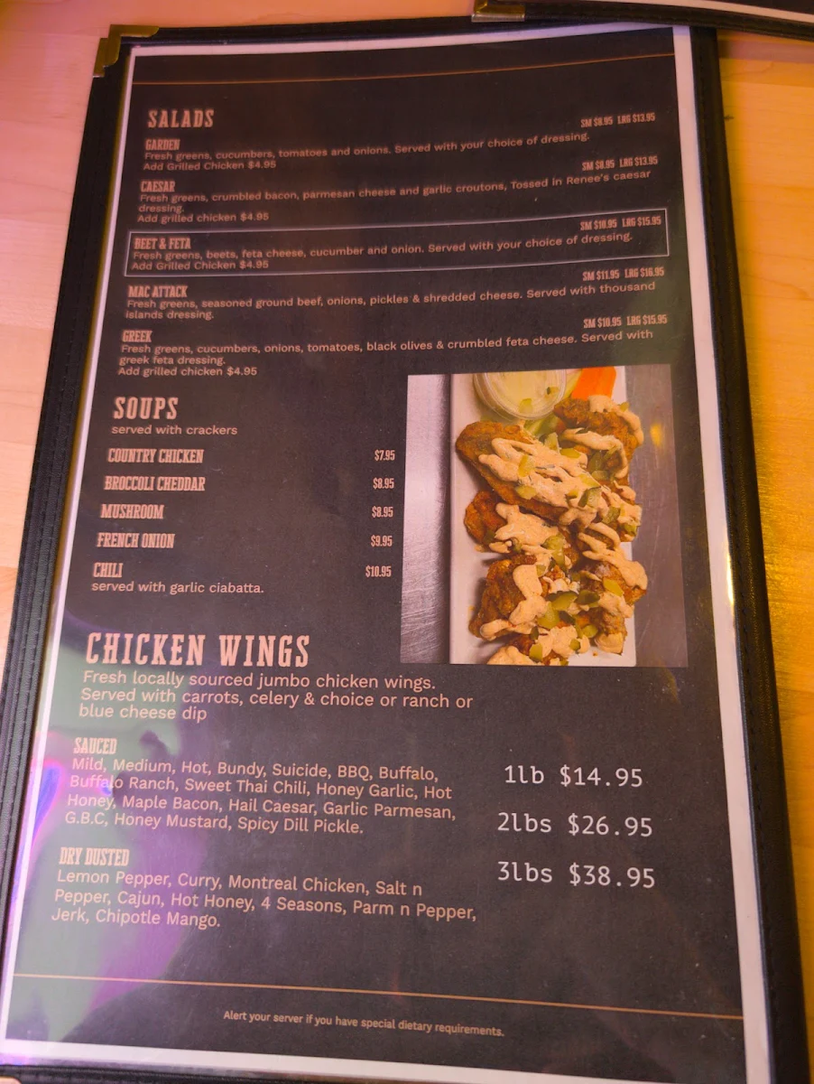 Menu, Roxy's Tap &Grill