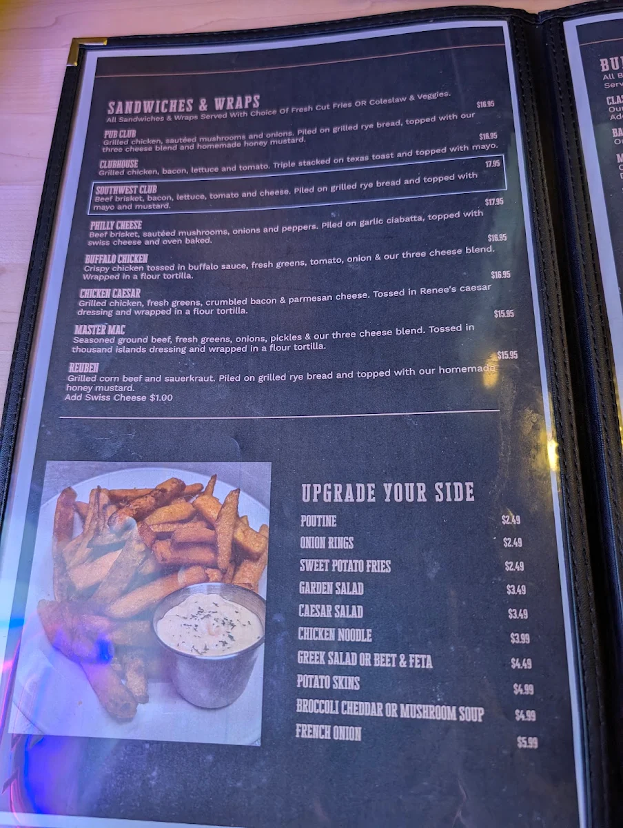 Menu, Roxy's Tap &Grill