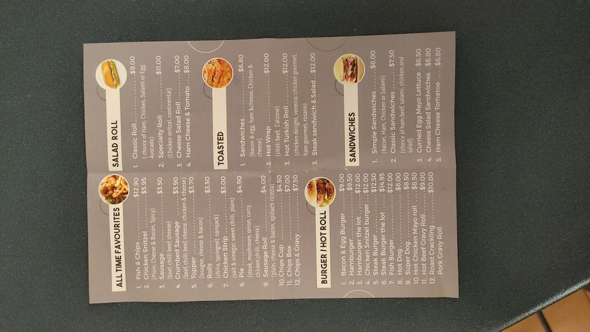 Menu, Greenfields Pitstop Deli & Bakery