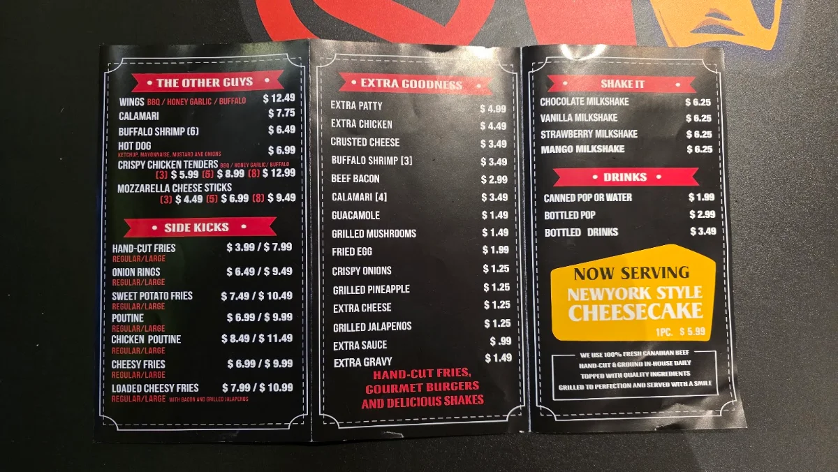 Menu, The Burger Bros (CENTRAL PARKWAY)