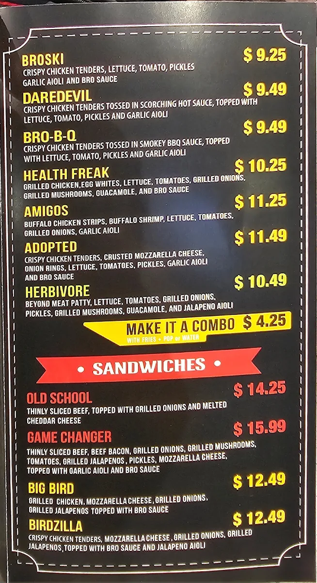 Menu, The Burger Bros (CENTRAL PARKWAY)