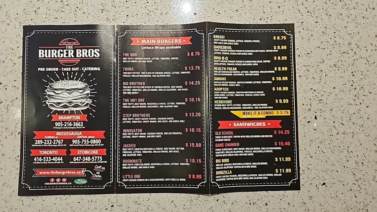 Menu, The Burger Bros (CENTRAL PARKWAY)