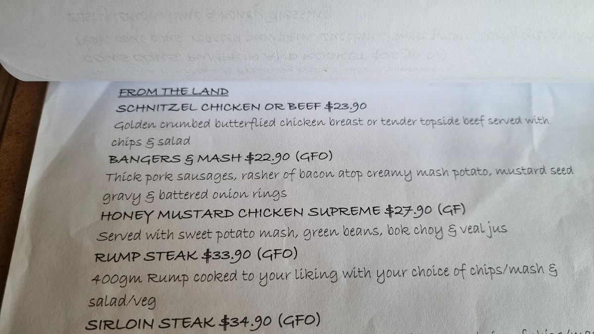 Menu, Mount Compass Hotel