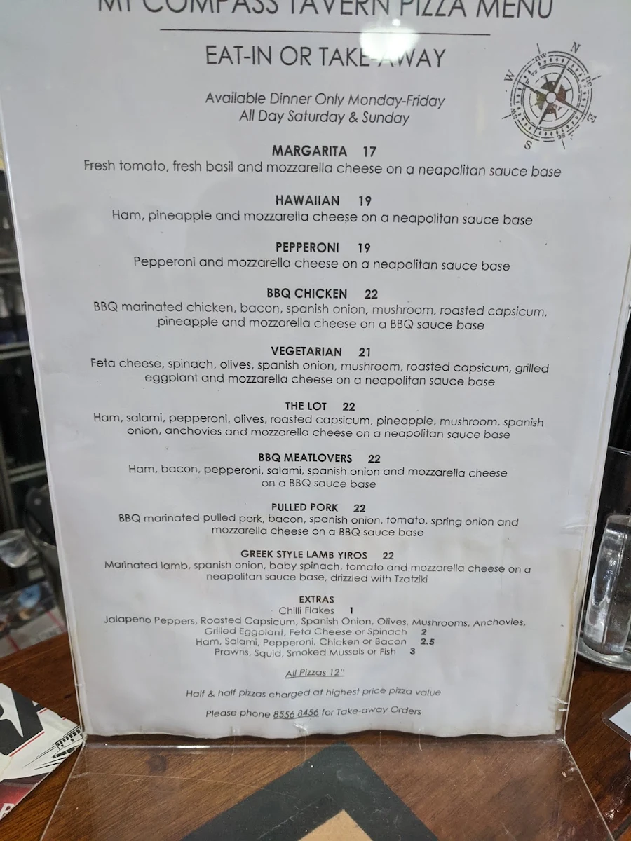 Menu, Mount Compass Hotel