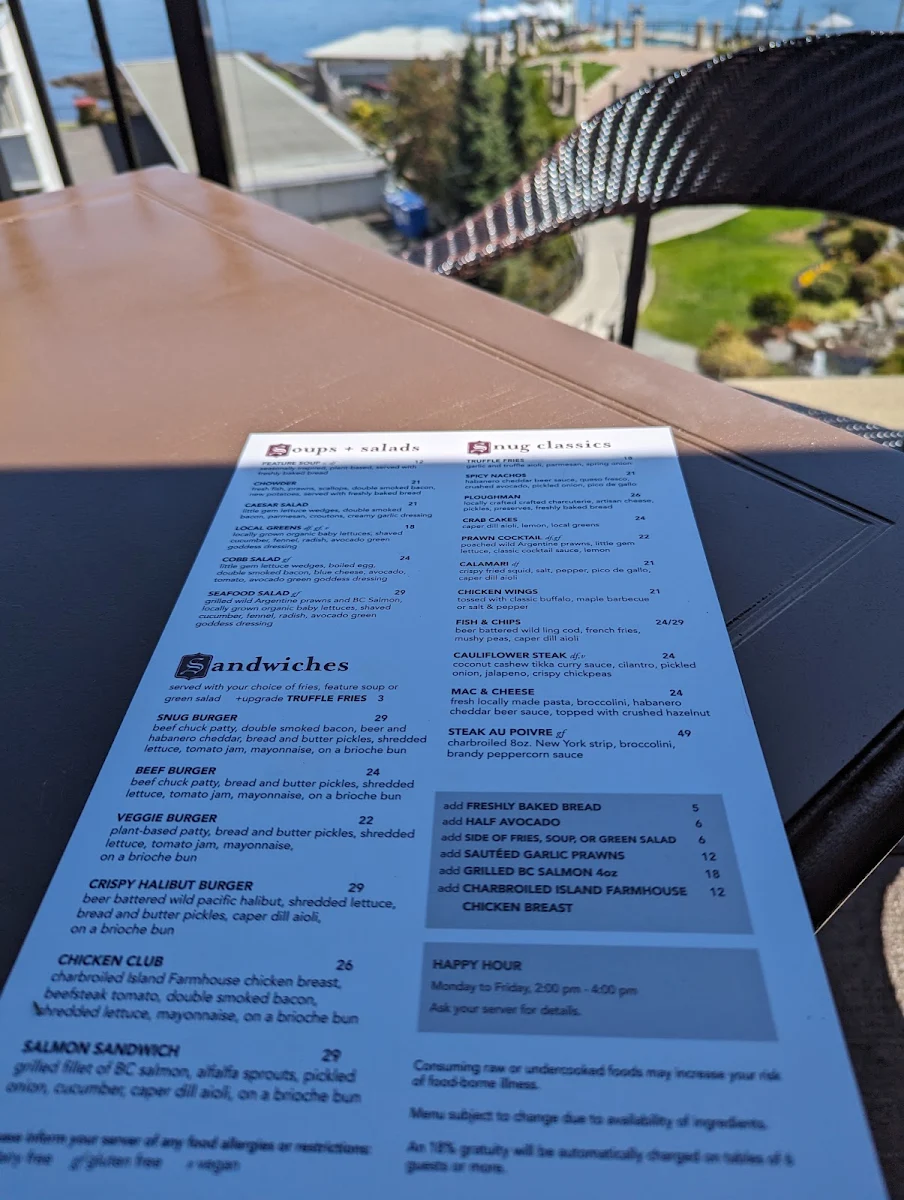 Menu, The Snug