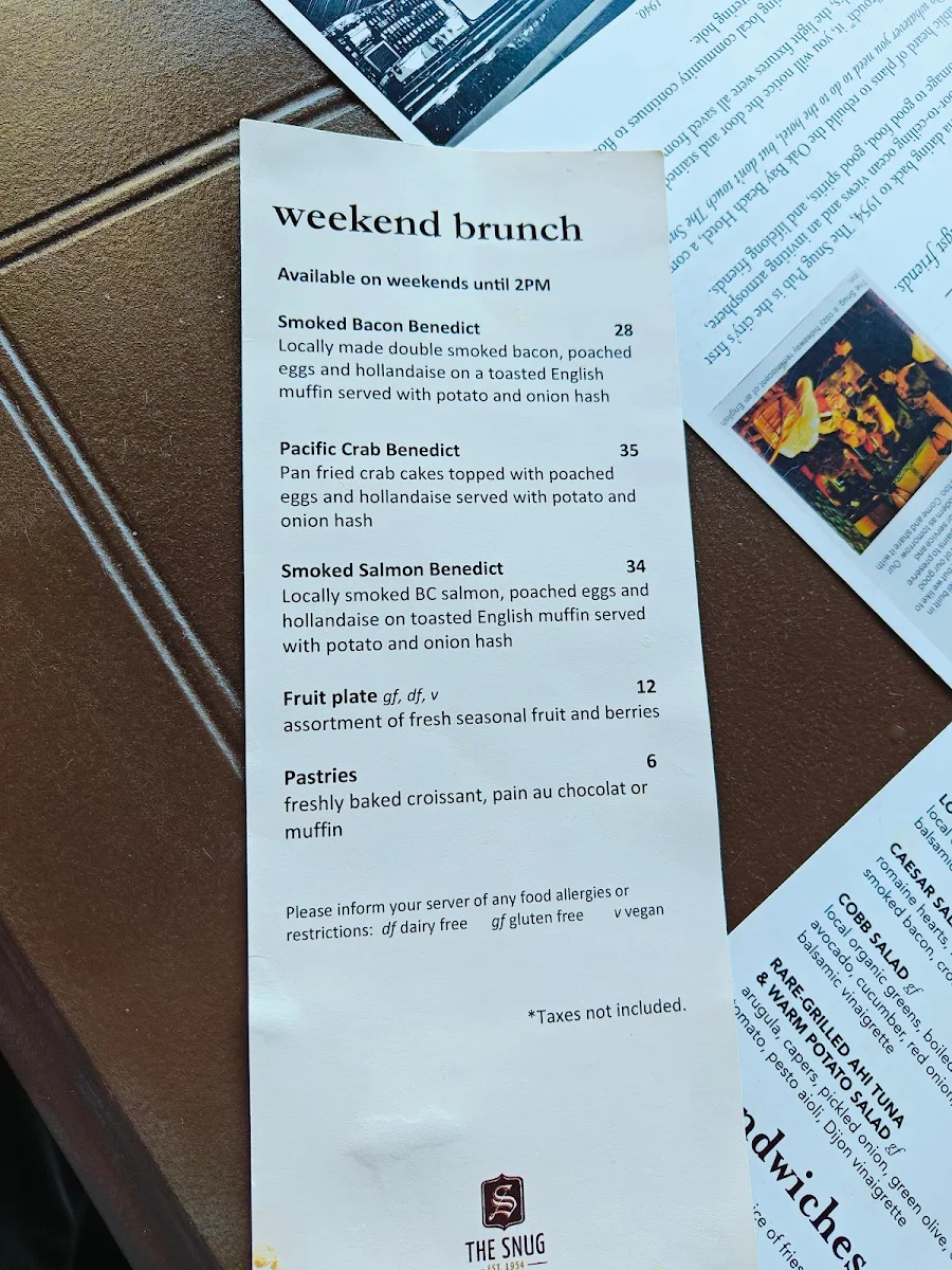 Menu, The Snug
