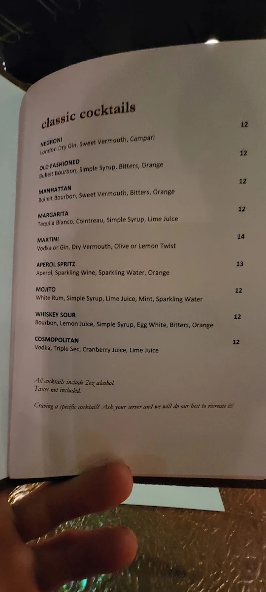 Menu, The Snug