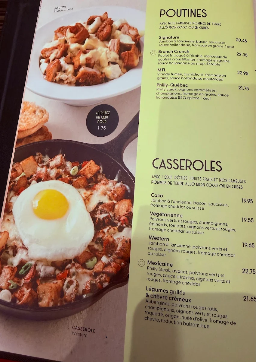 Menu, Allô mon Coco Terrebonne