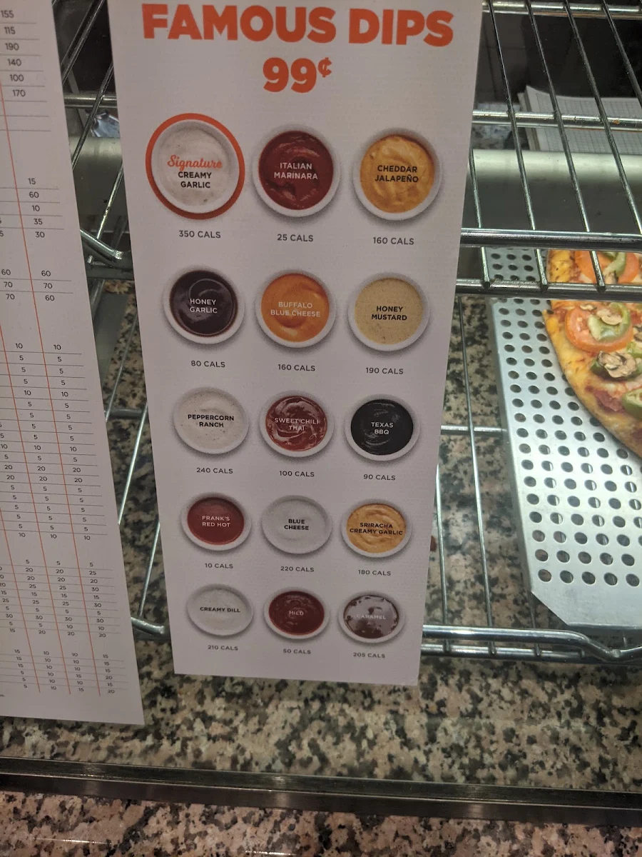 Menu, Pizza Pizza