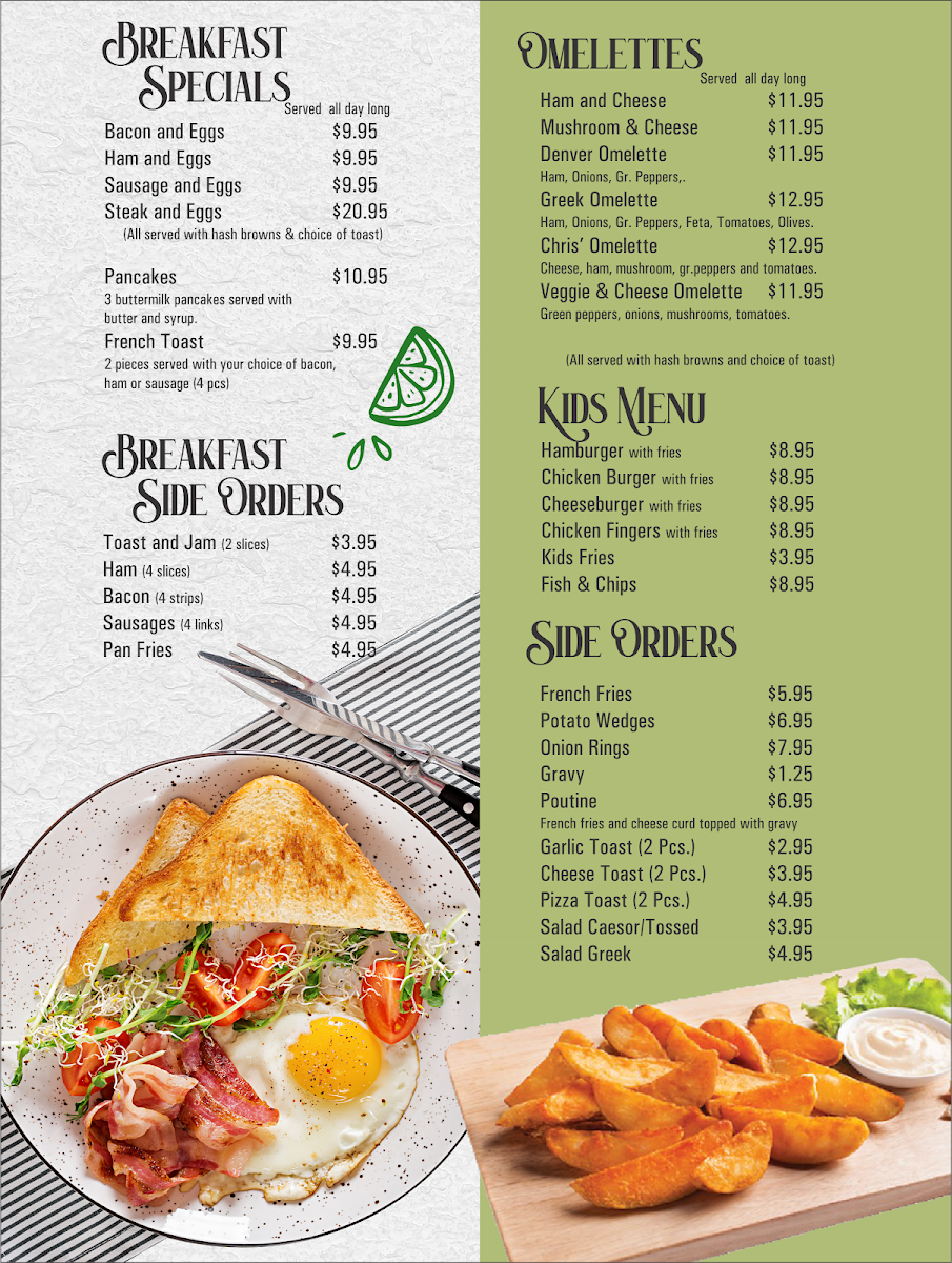 Menu, Chris' Place