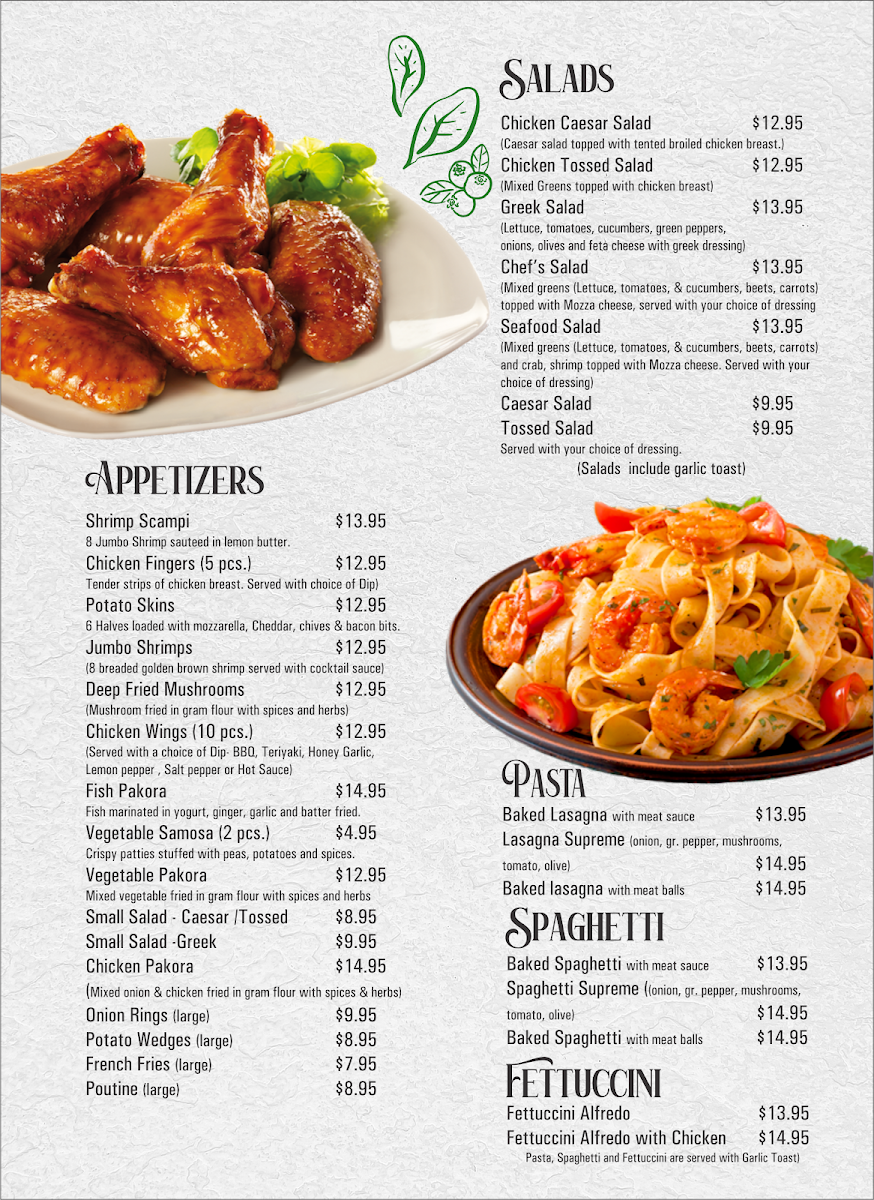 Menu, Chris' Place